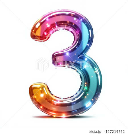 Beautiful number 3 on a white background. 127214752