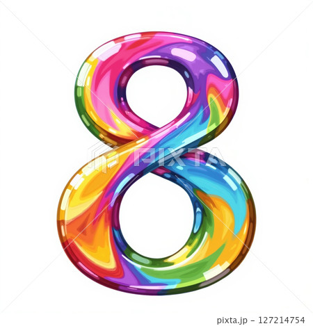 Vibrant number 8 illustration for a birthday card. 127214754