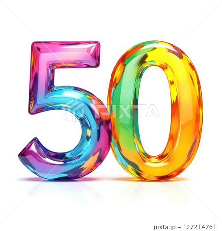 Colorful 50 on a white background for a birthday card. 127214761