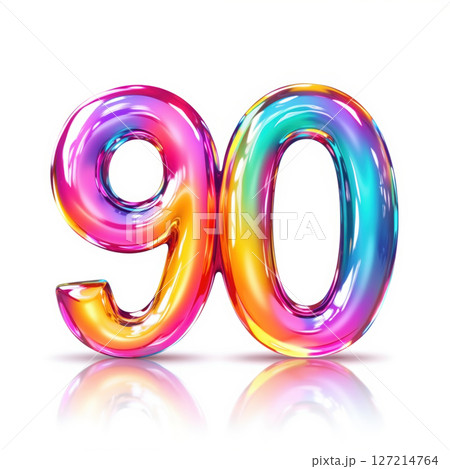 Colorful 90 on white background. 127214764