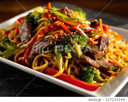 Stir Fried Noodles with Colorful Veggies Stir Fried Noodles with Colorful Veggies 127215144