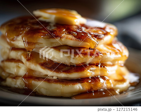 Golden Buttermilk Pancakes with Butter 127215146