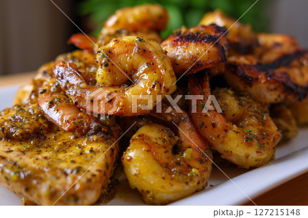 Spicy Garlic Shrimp in Marinade 127215148
