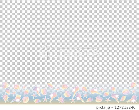 Pastel rainbow colored seashell background frame illustration Pastel rainbow colored seashell background frame illustration 127215240