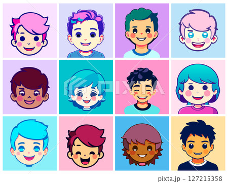 Avatars in the shape of boys heads 127215358