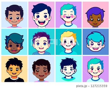 Avatars in the shape of boys heads 127215359