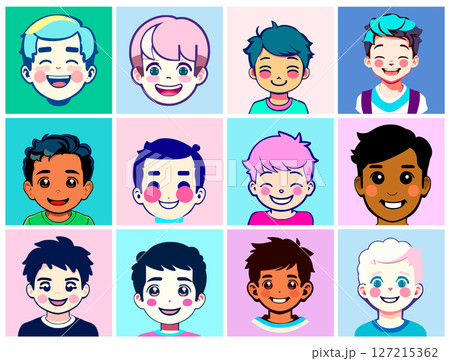 Avatars in the shape of boys heads 127215362