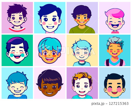 Avatars in the shape of boys heads 127215363
