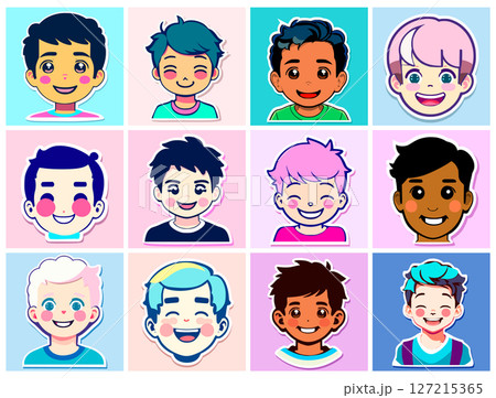 Stickers in the shape of boys heads 127215365