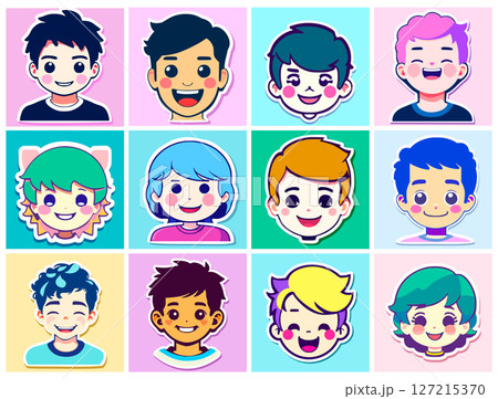 Stickers in the shape of boys heads 127215370