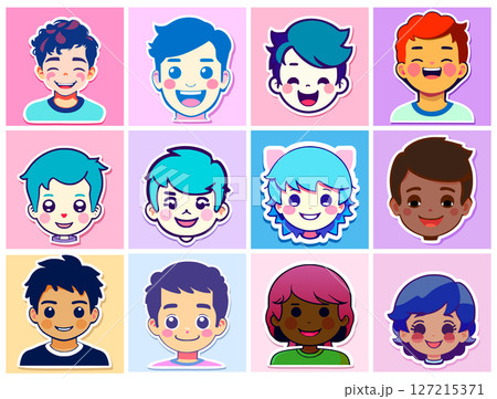Stickers in the shape of boys heads 127215371