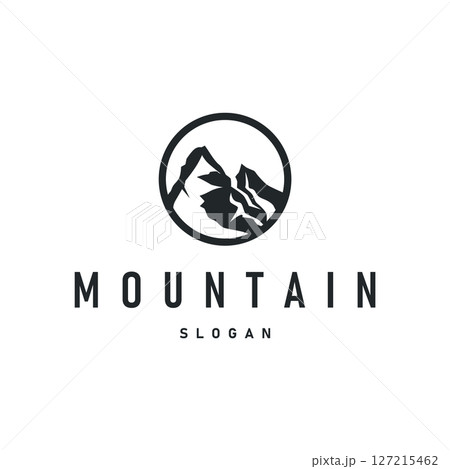 mountain logo concept minimalist design simple natural mountains with a simple minimalist black silhouette as a brand template symbol and template illustration 127215462