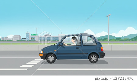 晴れた休日に出発！ハンドルを握る爽快なドライブ 127215476