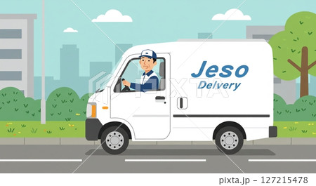 効率的な配送を!街を駆け巡る宅配バン 効率的な配送を!街を駆け巡る宅配バン 127215478