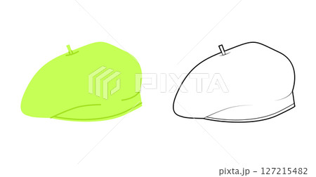 Beret Hat. Winter Head Fashion accessory cap clothing technical illustration. Vector headgear for Men, women 127215482