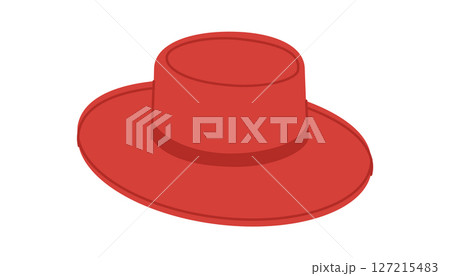 Gambler Hat with band. Head Fashion accessory cap with wide brim clothing technical illustration. Vector headgear 127215483