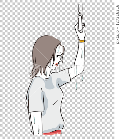 Young woman suffering from excessive sweating 127216216