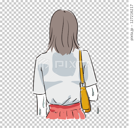 Young woman suffering from excessive sweating Young woman suffering from excessive sweating 127216217