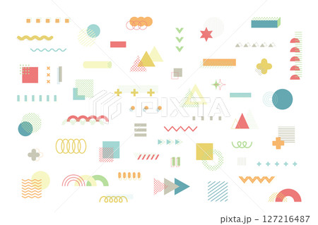 幾何学　図形　装飾　アイコン　ベクター　抽象　セット　レトロ　デザイン　背景　パターン　アート 127216487