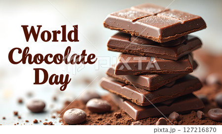 Celebrate World Chocolate Day with a Delicious Stack of Dark Chocolate Bars Celebrate World Chocolate Day with a Delicious Stack of Dark Chocolate Bars 127216870