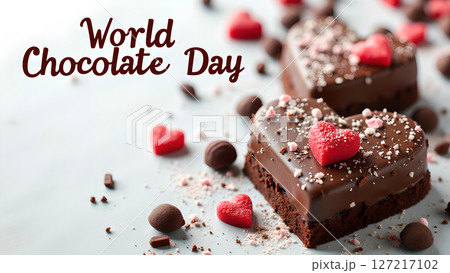 Delicious heart shaped chocolate cakes celebrate the World Chocolate Day event 127217102