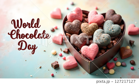 Heart Shaped Chocolates for World Chocolate Day Sweet Treats and Celebration 127217127