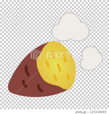 手描きの湯気の立つ焼き芋のイラスト 127218293