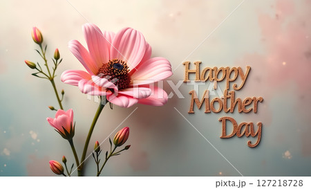 Pink flower and happy mother day words for a lovely mother's day wish Pink flower and happy mother day words for a lovely mother's day wish 127218728