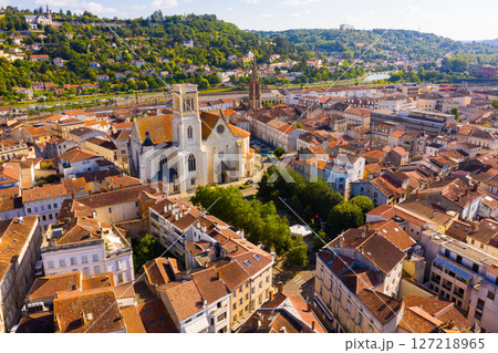 Aerial view of Agen with Cathedral 127218965