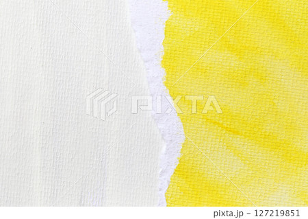 Yellow watercolour paint brush on the white art paper background. Yellow watercolour paint brush on the white art paper background. 127219851