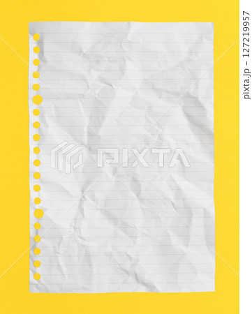 Crumpled Paper on Bright Yellow Background 127219957