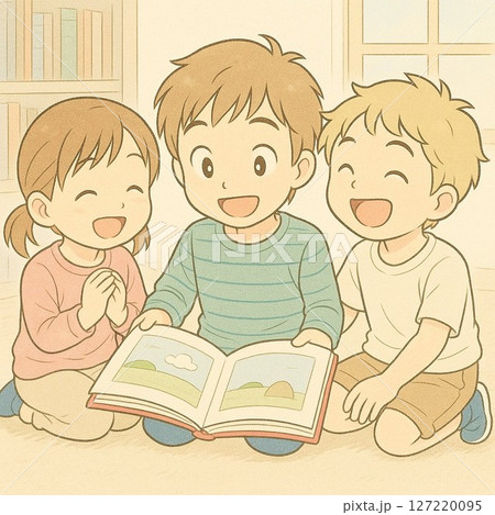 絵本を読む子供たち 127220095