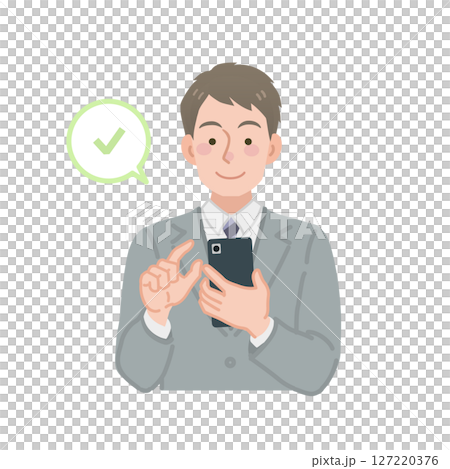 Businessman touching a smartphone Businessman touching a smartphone 127220376