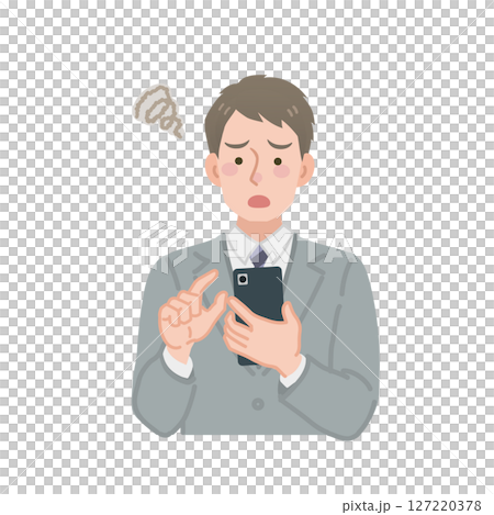 A businessman who has trouble seeing a smartphone A businessman who has trouble seeing a smartphone 127220378