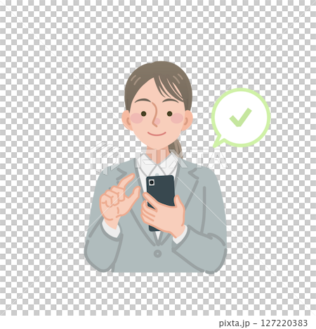 Business woman operating a smartphone Business woman operating a smartphone 127220383