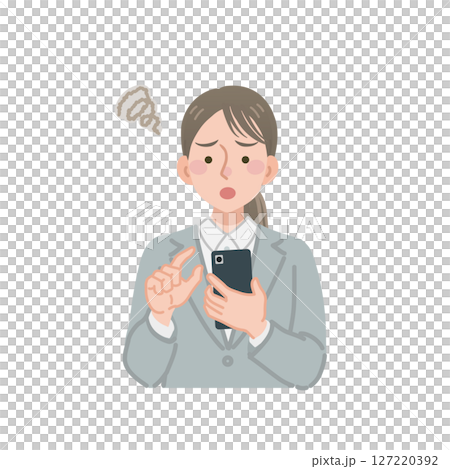 スマホを見て困るビジネスウーマン スマホを見て困るビジネスウーマン 127220392