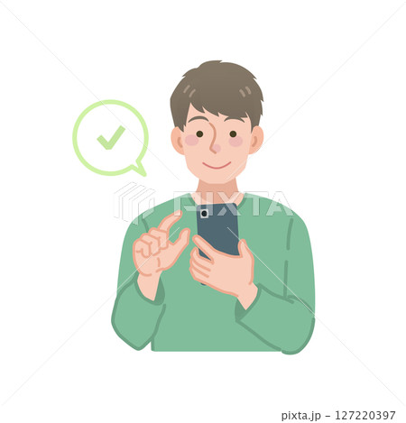 スマホをチェックする男性のイラスト スマホをチェックする男性のイラスト 127220397