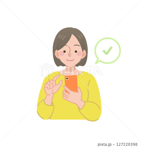 スマホをチェックする女性のイラスト スマホをチェックする女性のイラスト 127220398
