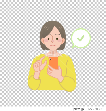 スマホをチェックする女性のイラスト スマホをチェックする女性のイラスト 127220398