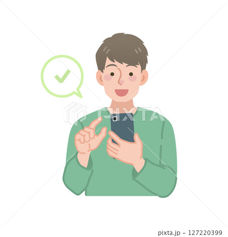 スマホをチェックする男性のイラスト スマホをチェックする男性のイラスト 127220399