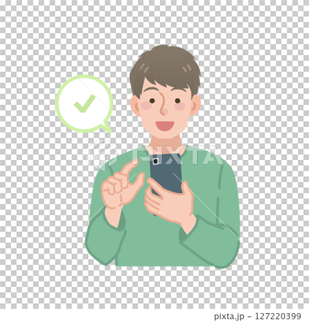 スマホをチェックする男性のイラスト スマホをチェックする男性のイラスト 127220399