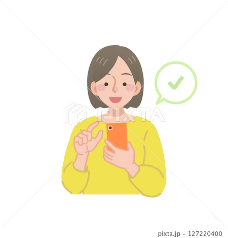 スマホをチェックする女性のイラスト 127220400