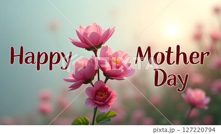 Delicate pink flowers blossoming to celebrate a special Happy Mother's Day 127220794