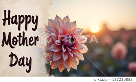 Happy Mother's Day greetings with beautiful flower background at sunset time 127220882