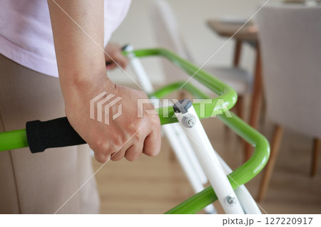 A Person Using a Modern Walker in a Bright and Welcoming Living Space for Increased Mobility 127220917