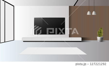 Living room with wide lcd tv screen Living room with wide lcd tv screen 127221292