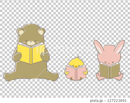 本を読む動物たちのイラスト 127221691
