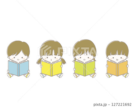 本を読む子供たちのイラスト 本を読む子供たちのイラスト 127221692