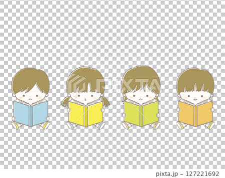 孩子們讀一本書的插圖 127221692