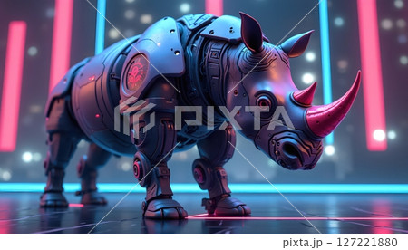 Mechanical rhino in cyber armor Mechanical rhino in cyber armor 127221880